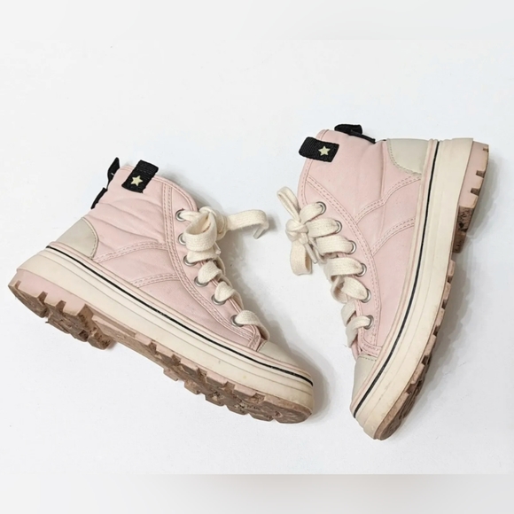 ZARA Pastel Pink Lug Sole High Top Sneakers Girl\'s Size 11 main image 4